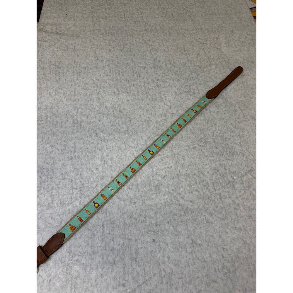 Palm Beach Mens Tequila Bottle Ribbon Belt Turquoise Tan Leather Size 30 NEW